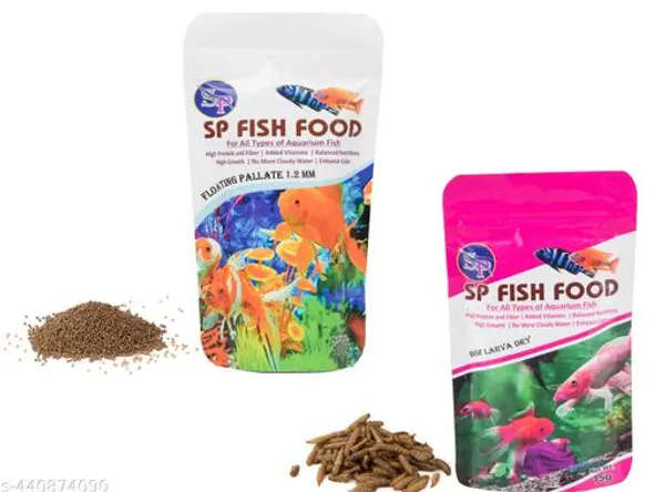 Sp_Floating_Pallate_Fish_Food_For_All_Fishes_1.2Mm_100Gm_Pouch_With_Black_Soldier_Larva_Dry_Fish_Food_15Gm_Pouch_Pack_Of_2