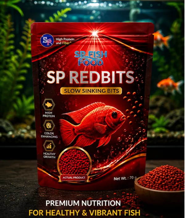 SP_Fish_Food_RedBits_Slow_Sinking_Bits_70g_|_High_Protein_Color_Enhancing_Fish_Food_|_Premium_Slow_Sinking_Granules_for_Flowerhorn,_Discus,_Cichlids_&_Tropical_Fish_|_Healthy_Growth