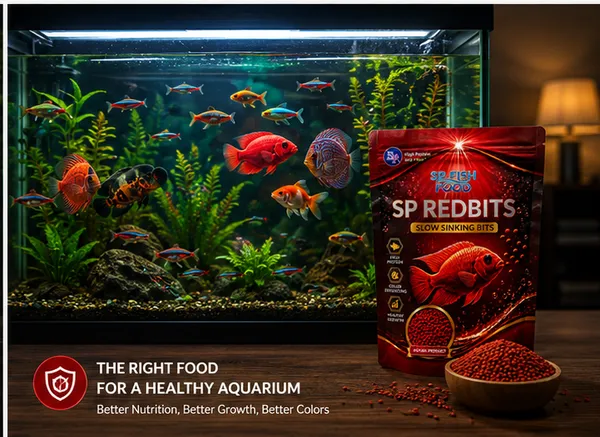 SP_Fish_Food_RedBits_Slow_Sinking_Bits_70g_|_High_Protein_Color_Enhancing_Fish_Food_|_Premium_Slow_Sinking_Granules_for_Flowerhorn,_Discus,_Cichlids_&_Tropical_Fish_|_Healthy_Growth