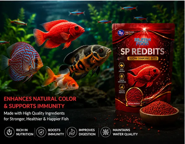 SP_Fish_Food_RedBits_Slow_Sinking_Bits_70g_|_High_Protein_Color_Enhancing_Fish_Food_|_Premium_Slow_Sinking_Granules_for_Flowerhorn,_Discus,_Cichlids_&_Tropical_Fish_|_Healthy_Growth