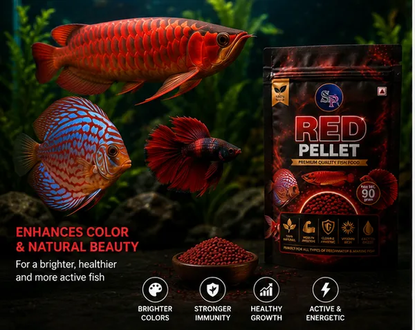 SP_Fish_Food_Red_Pellet_90g_|_High_Protein_Premium_Fish_Food_|_Color_Enhancing_Formula_for_Freshwater_&_Marine_Fish_|_Vitamin_Rich_|_Easy_to_Digest_|_Aquarium_Fish_Food