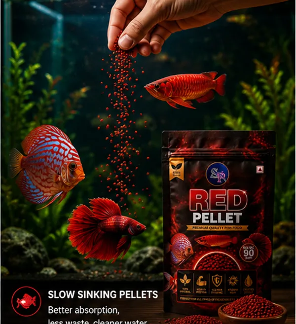 SP_Fish_Food_Red_Pellet_90g_|_High_Protein_Premium_Fish_Food_|_Color_Enhancing_Formula_for_Freshwater_&_Marine_Fish_|_Vitamin_Rich_|_Easy_to_Digest_|_Aquarium_Fish_Food