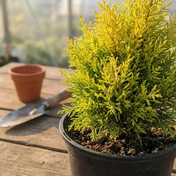 Golden_Cypress_Indoor_Plant_In_Black_Nursery_Pot