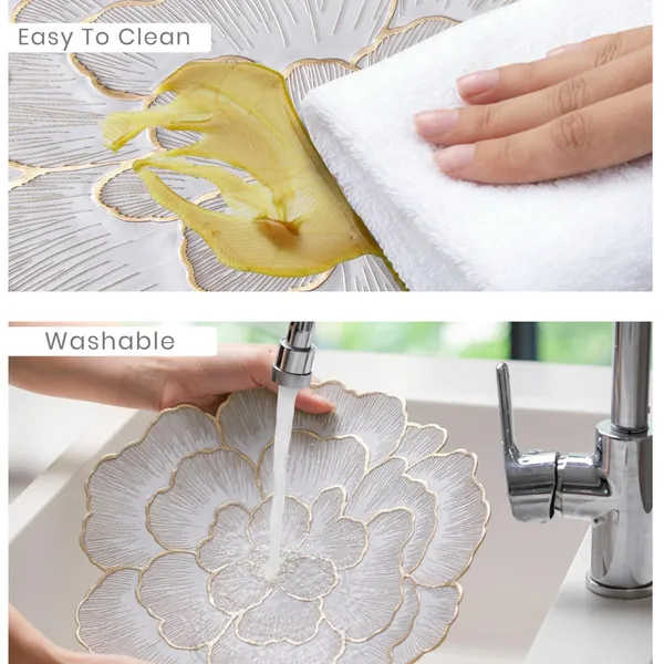 Off_White_Flower-Shaped_Decorative_Placemat_Set_With_Gold_Border