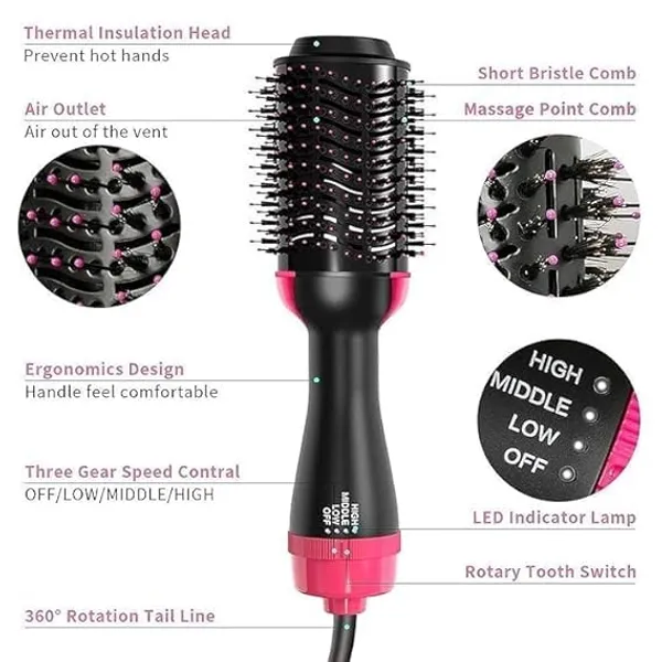 Black_3-In-1_One_Step_Hair_Dryer_&_Volumizer_Brush_-_Hot_Air_Styling_Comb_With_Rotating_Barrel
