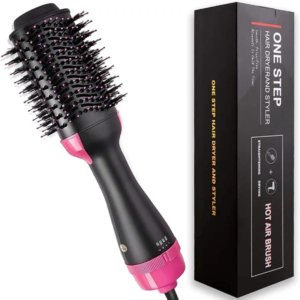 Black_3-In-1_One_Step_Hair_Dryer_&_Volumizer_Brush_-_Hot_Air_Styling_Comb_With_Rotating_Barrel