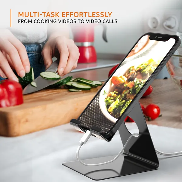 Black_Premium_Adjustable_Phone_Stand_-_Aluminum_Desk_&_Kitchen_Phone_Holder