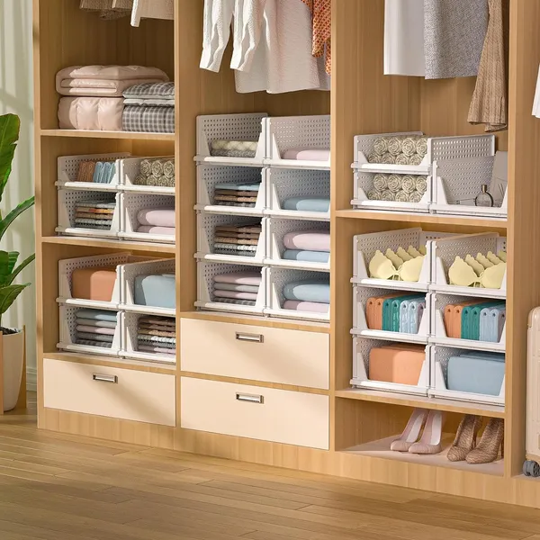 White_Stackable_Pull-Out_Storage_Basket_Organizer_Set_(44(L)_X_32.5(B)_X_89.5(H)_Cm)