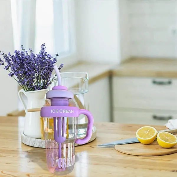 Purple_&_Peach_Ice_Cream_Shaped_Water_Bottle_With_Straw_And_Handle_(Pack_Of_2)