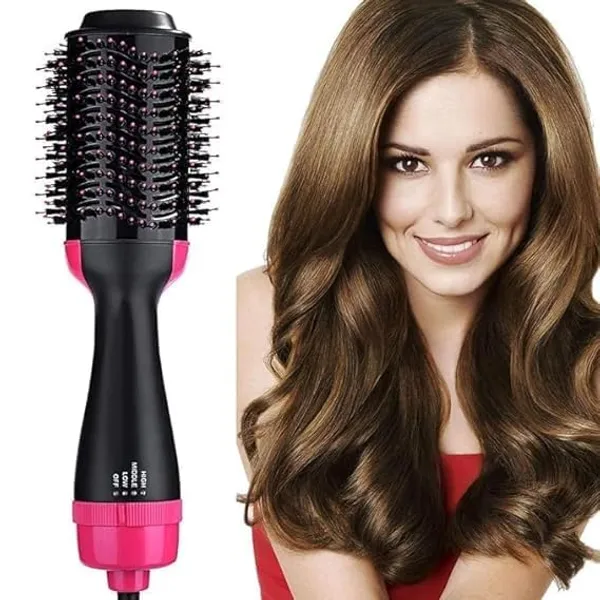 Black_3-In-1_One_Step_Hair_Dryer_&_Volumizer_Brush_-_Hot_Air_Styling_Comb_With_Rotating_Barrel
