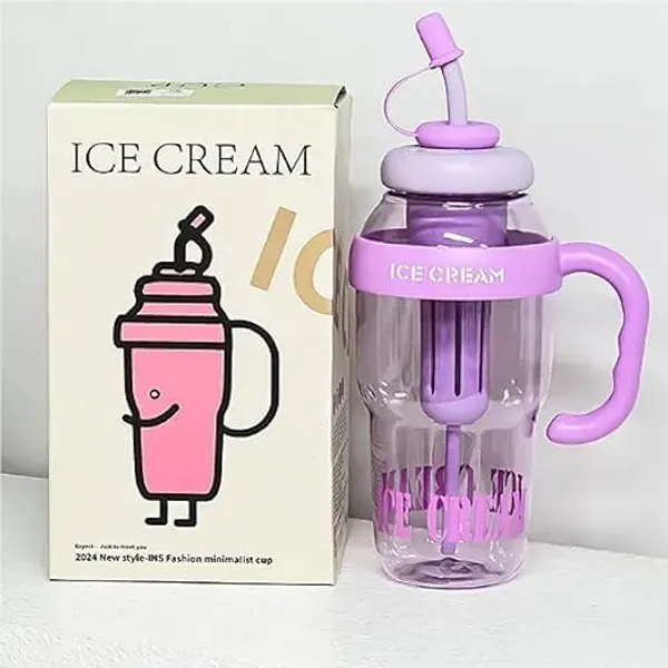 Purple_&_Peach_Ice_Cream_Shaped_Water_Bottle_With_Straw_And_Handle_(Pack_Of_2)
