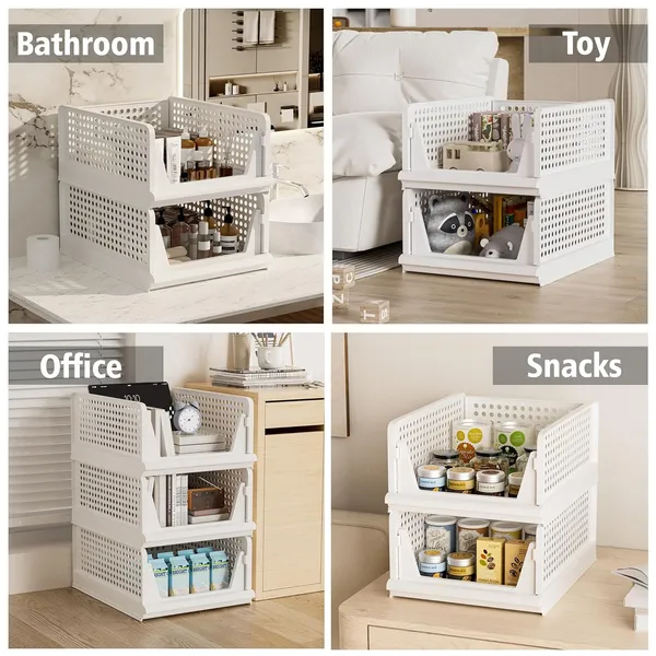 White_Stackable_Pull-Out_Storage_Basket_Organizer_Set_(44(L)_X_32.5(B)_X_89.5(H)_Cm)