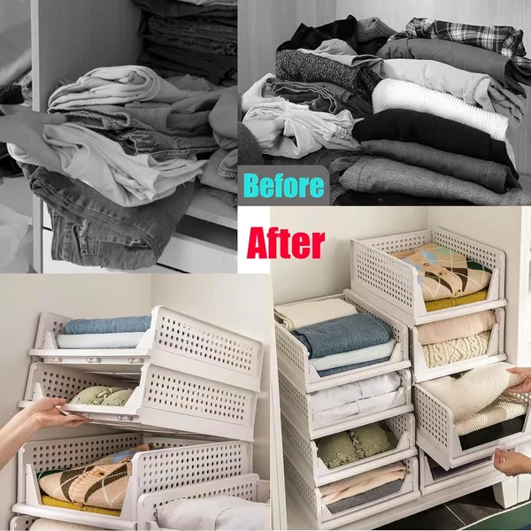 White_Stackable_Pull-Out_Storage_Basket_Organizer_Set_(44(L)_X_32.5(B)_X_89.5(H)_Cm)