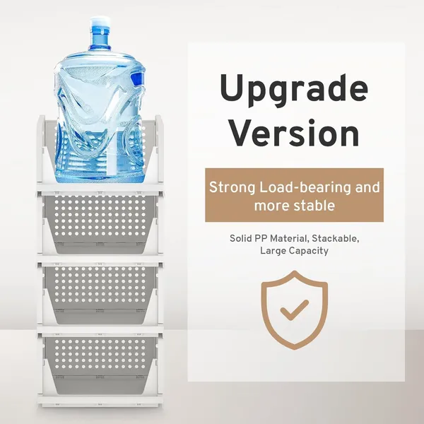 White_Stackable_Pull-Out_Storage_Basket_Organizer_Set_(44(L)_X_32.5(B)_X_89.5(H)_Cm)
