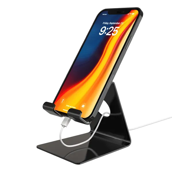 Black_Premium_Adjustable_Phone_Stand_-_Aluminum_Desk_&_Kitchen_Phone_Holder