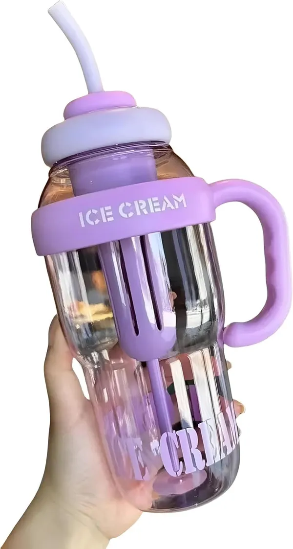 Purple_&_Peach_Ice_Cream_Shaped_Water_Bottle_With_Straw_And_Handle_(Pack_Of_2)