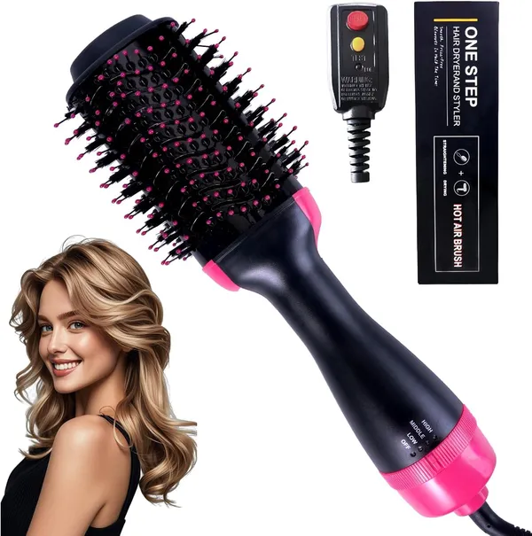 Black_3-In-1_One_Step_Hair_Dryer_&_Volumizer_Brush_-_Hot_Air_Styling_Comb_With_Rotating_Barrel