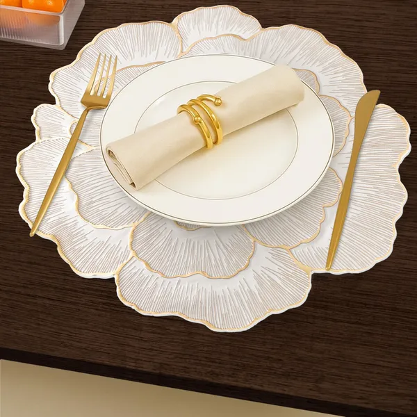 Off_White_Flower-Shaped_Decorative_Placemat_Set_With_Gold_Border