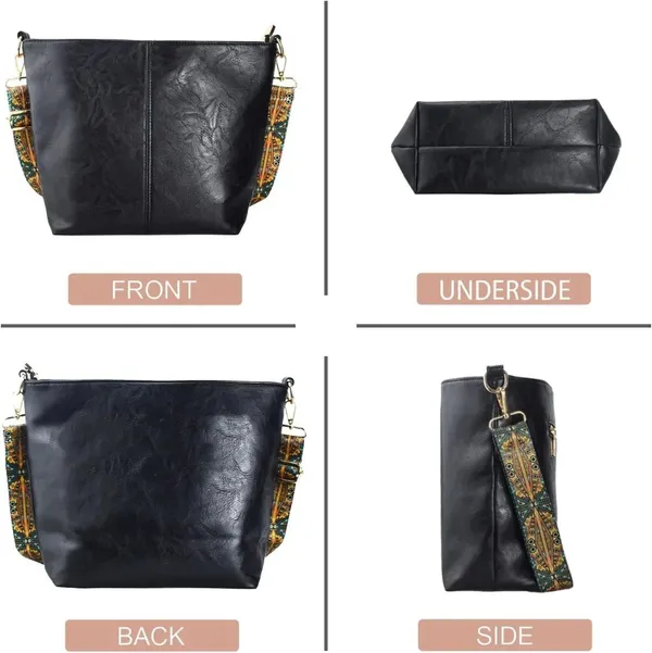 Black_Pu_Leather_Novella_Travel_Tote_Handbag_For_Women