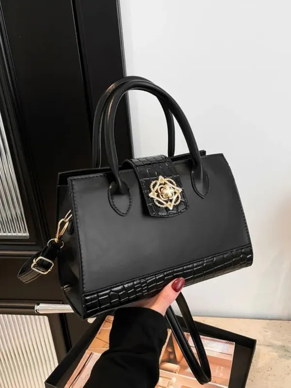 Black_Pu_Leather_Milano_Carry_Handbag_For_Women
