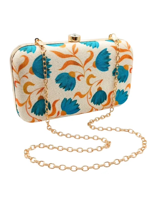 Floral_Print_Box_Clutch_Women's_Elegant_with_Crystal-Embellished_Clasp_and_Detachable_Gold_Chain_Strap