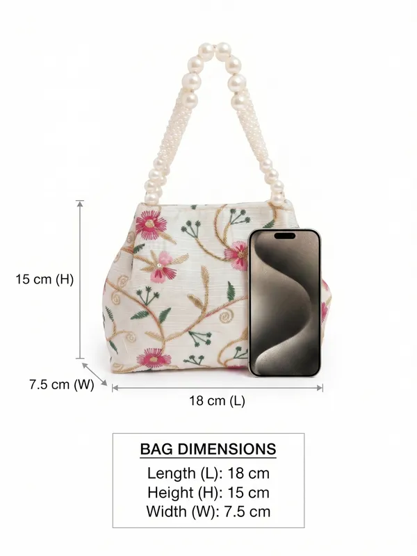 Elegant_Floral_embroidery_bag_&_Ethnic_clutch_with_Pearl_Beaded_Handle