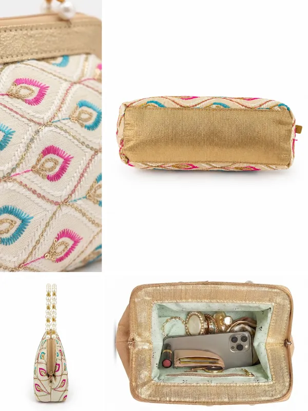 Elegant_Embroidered_Handbag_|_Off-White_Pearl_Handle_Clutch_|_Premium_Ethnic_Purse_&_Festive_Bag
