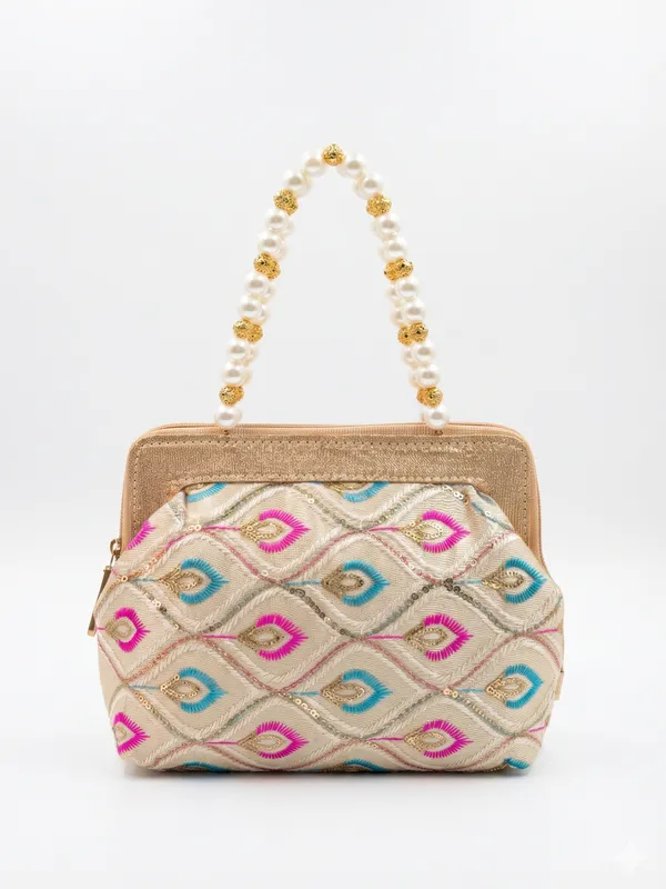 Elegant_Embroidered_Handbag_|_Off-White_Pearl_Handle_Clutch_|_Premium_Ethnic_Purse_&_Festive_Bag