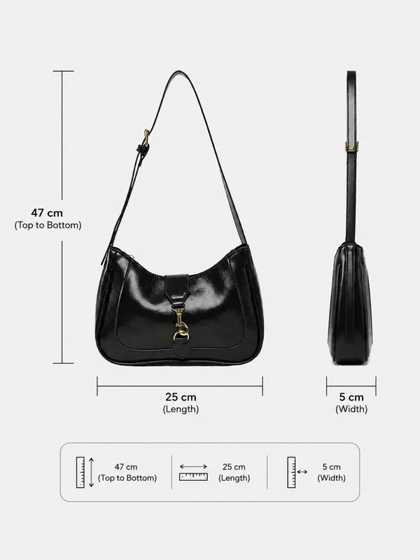 Black_Classic_Shiny_Leather_Shoulder_Bag_&_Underarm_Bag_Handbag