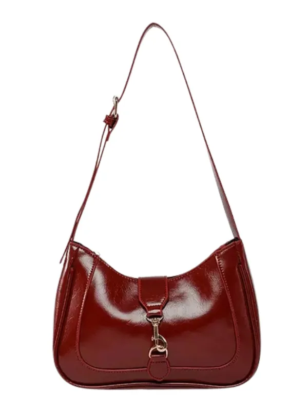 Maroon_Classic_Shiny_Leather_Shoulder_Bag_&_Underarm_Bag_Handbag