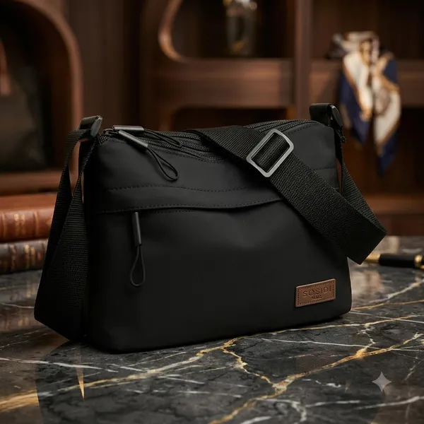Black_Lightweight_Nylon_Crossbody_Bag_with_Multi-Pocket_Design