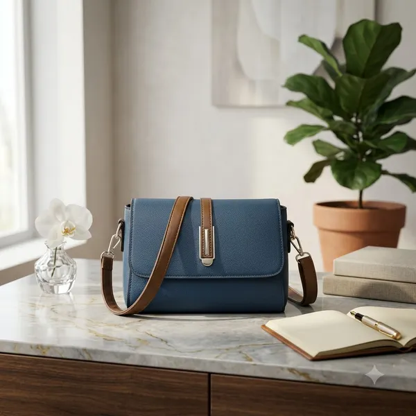 Blue_Pu_Leather_Noir_Daily_Handbag_For_Women