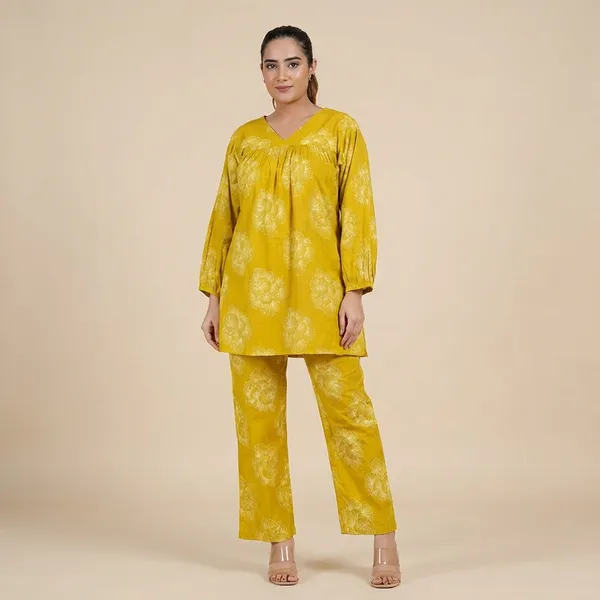 Yellow_Cotton_Floral_Print_Co-Ord_Set_For_Women
