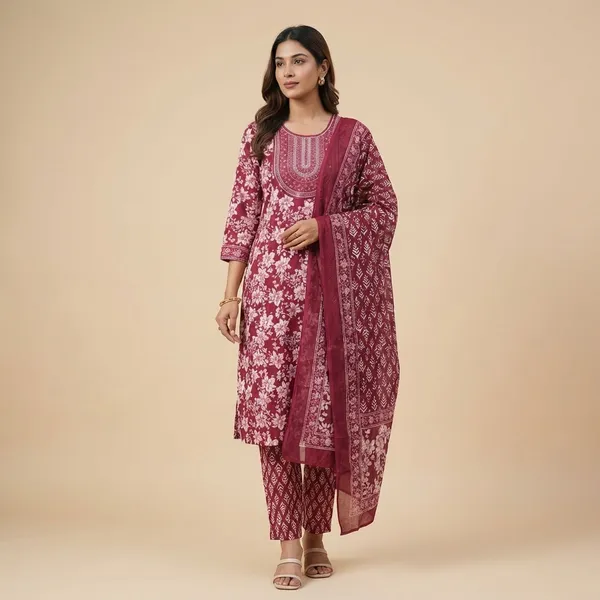 Maroon_Cotton_Floral_Embroidered_Suit_Set_For_Women
