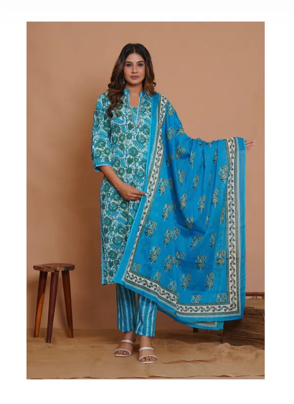 Blue_Cotton_Printed_Suit_Set_For_Women