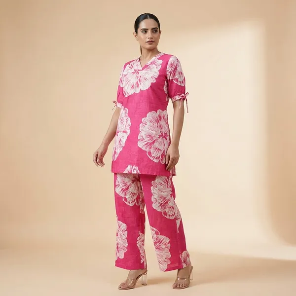 Pink_Cotton_Floral_Print_Co-Ord_Set_For_Women