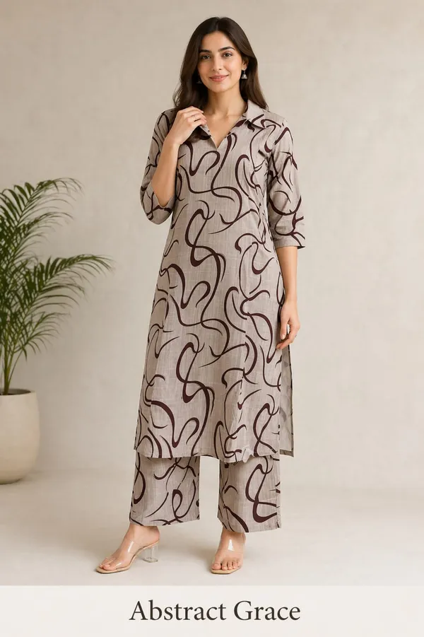Mocha_Lines_Kurti_Set