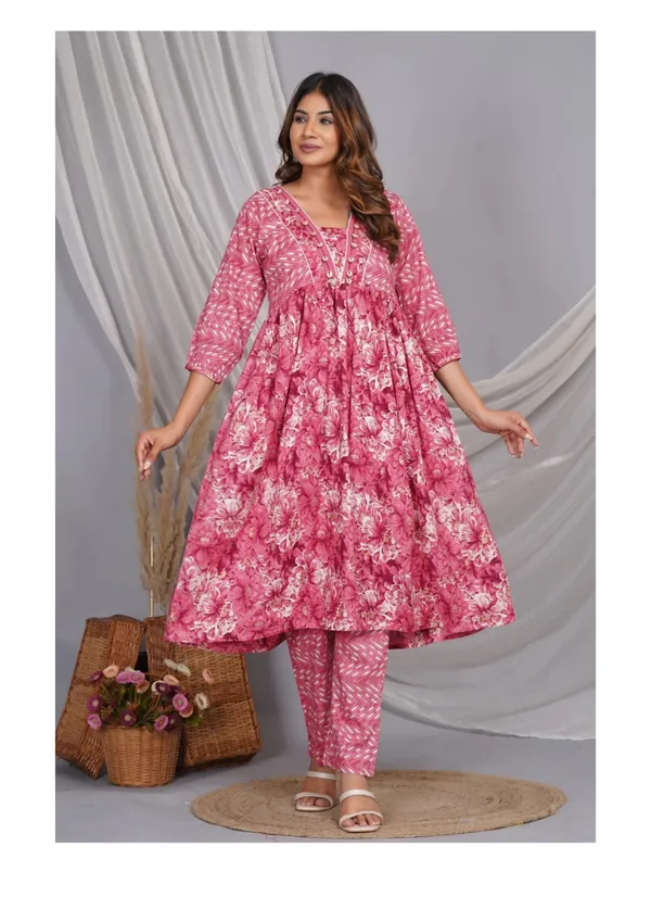 Floral_Pink_Flare_Kurti