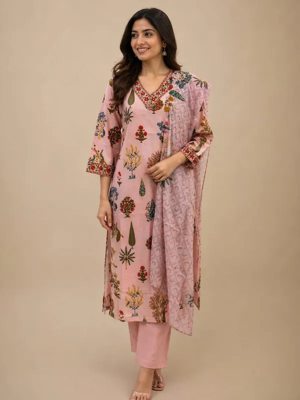 Blush_Pink_Floral_Kurti_Set