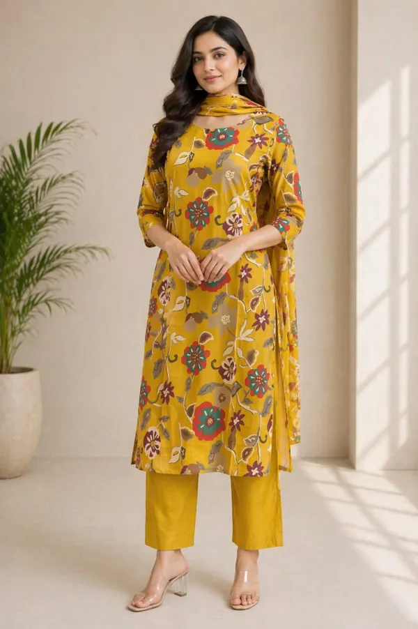 Mustard_Floral_Kurti_Set