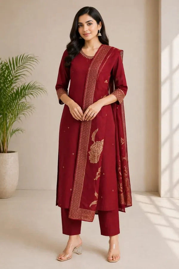 Maroon_Classic_Kurti_Set