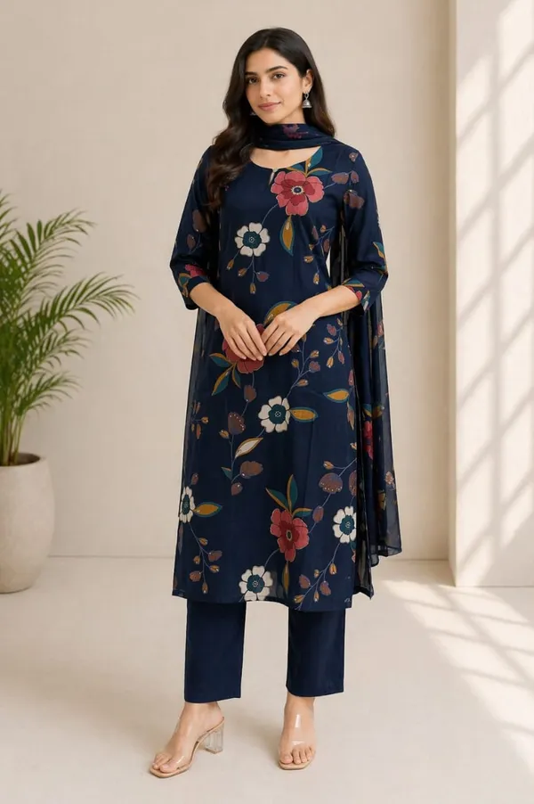 Navy_Floral_Kurti_Set