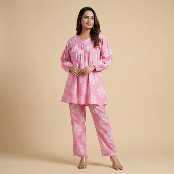 Pink_Cotton_Floral_Printed_Co-Ord_Set_For_Women