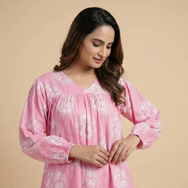Pink_Cotton_Floral_Printed_Co-Ord_Set_For_Women