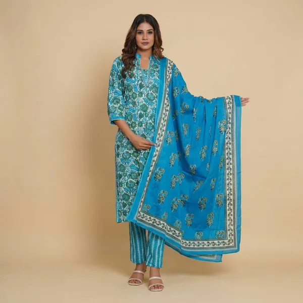 Blue_Cotton_Printed_Suit_Set_For_Women