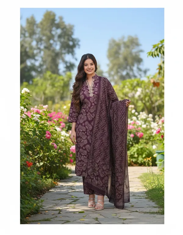 Maroon_Cotton_Printed_Suit_Set_For_Women