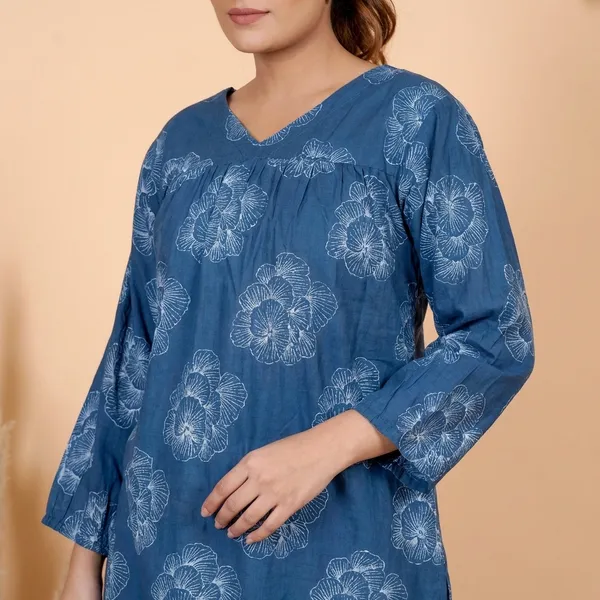 Blue_Cotton_Floral_Block_Print_Co-Ord_Set_For_Women