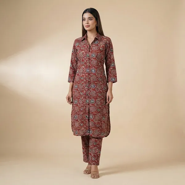 Red_Cotton_Floral_Printed_Co-Ord_Set_For_Women