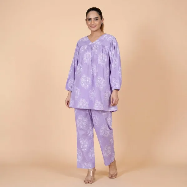 Lavender_Cotton_Block_Print_Co-Ord_Set_For_Women