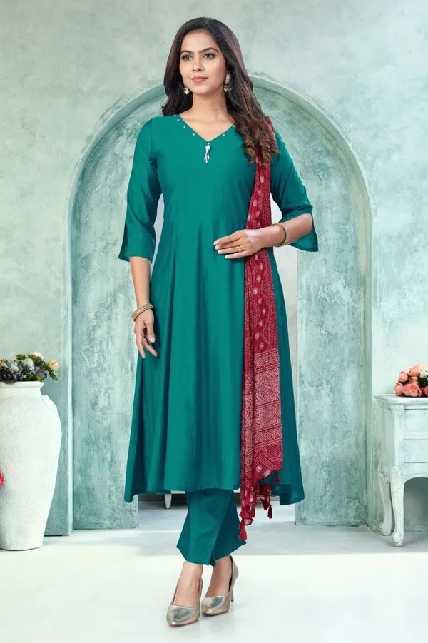 Teal_Green_Kurti_Set